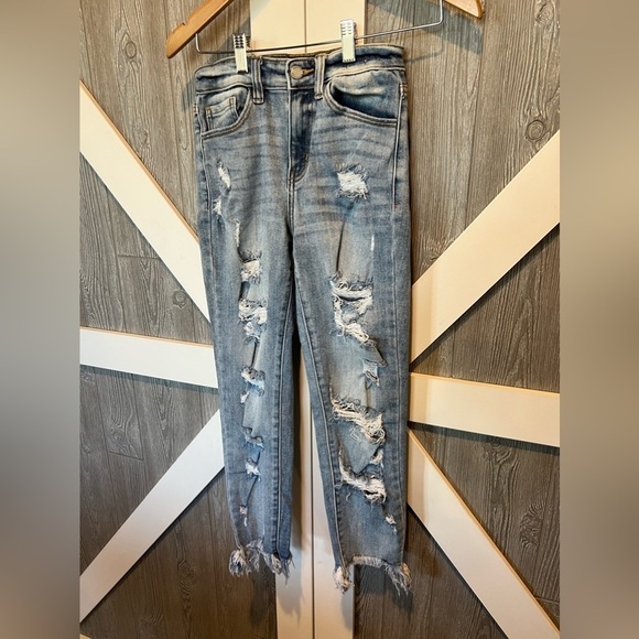 KanCan Denim - B8.12 KanCan High Rise Ankle Skinny Jeans Distress Size 25 •Rise 10 • Inseam23